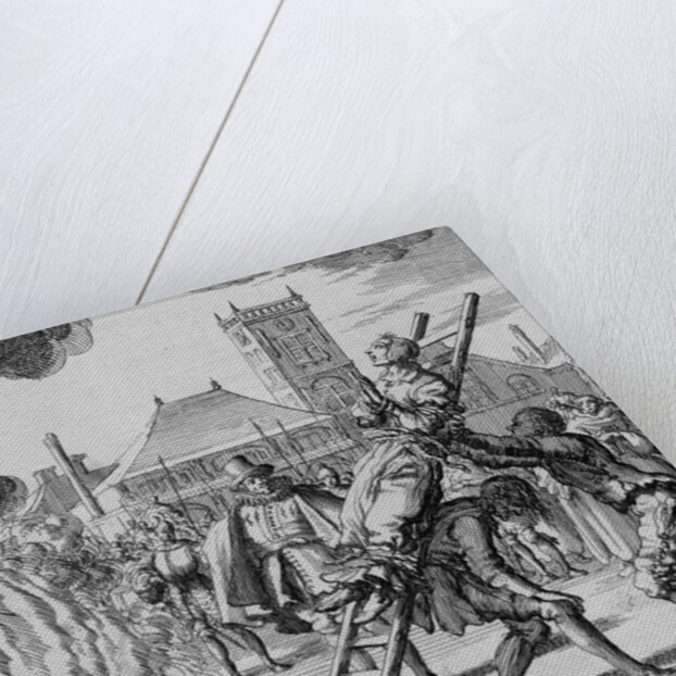 Anneken Hendriks Being Hoisted to the Fire by Jan Luyken