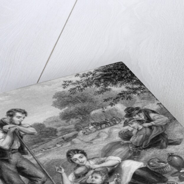 Farmer With Pitchfork Watches Family by Anonymous