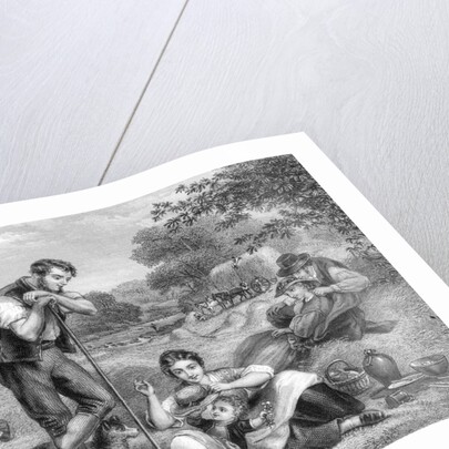 Farmer With Pitchfork Watches Family by Anonymous