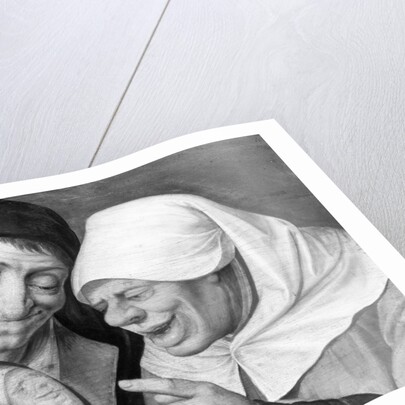 Painting of a Peasant Couple Looking at a Mirror by Jan Massys