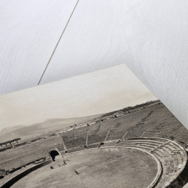 Amphitheater of Pompeii with Vesuvius in Background by Anonymous