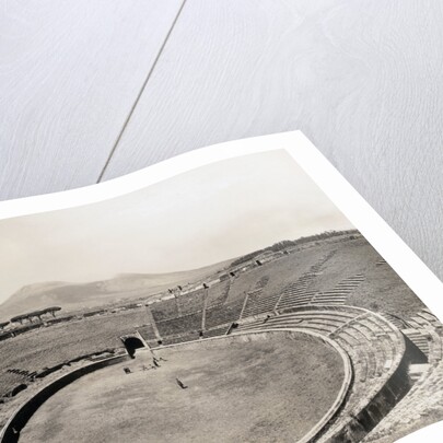 Amphitheater of Pompeii with Vesuvius in Background by Anonymous
