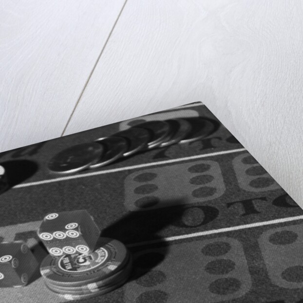Chips and Dice on Craps Table by Anonymous