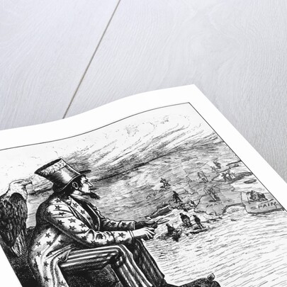Political Cartoon of Uncle Sam Viewing Europe from Pedestal by Anonymous