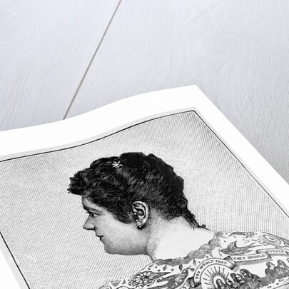 Woman W/Elaborate Tattoos - Woodcut by Anonymous