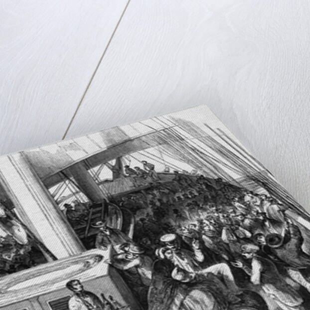 Illustration of Immigrants on Ship Deck by Anonymous