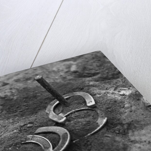 Horseshoes Around Pole by Anonymous