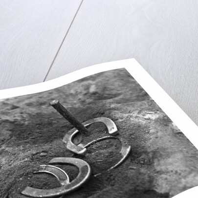 Horseshoes Around Pole by Anonymous