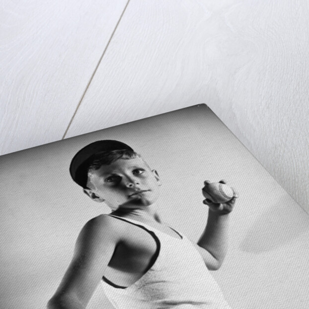Boy with Baseball and Glove by Anonymous