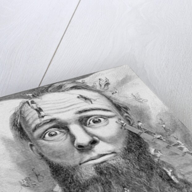 Woodcut Workmen Around Dreaming Man by Anonymous