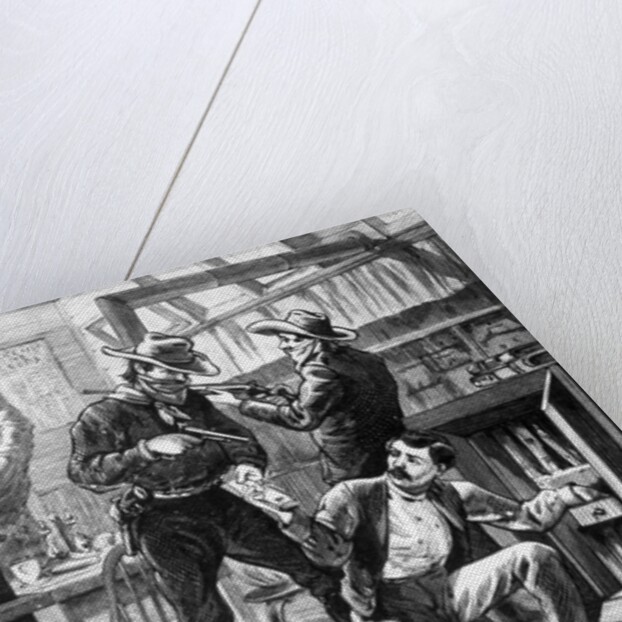 Illustraiton of a Holdup in a Western Store by Anonymous