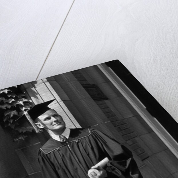Princeton University Graduate in Gown and Mortarboard by Anonymous