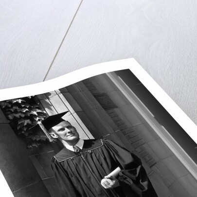 Princeton University Graduate in Gown and Mortarboard by Anonymous