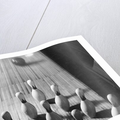 Bowling Ball Rolling Toward Pins by Anonymous