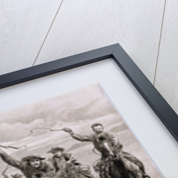 The Cowboy's Race Woodcut by Anonymous
