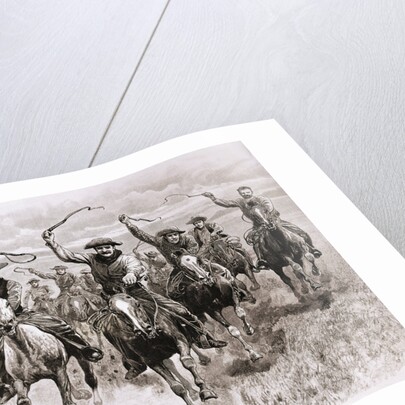 The Cowboy's Race Woodcut by Anonymous