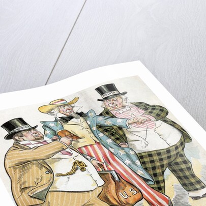 Illustration of Trusts & Monopolies Pickpocketing Uncle Sam by J.C. Taytor