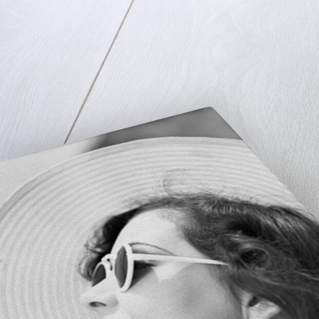 Woman with Sunglasses Wearing Straw Hat by Anonymous