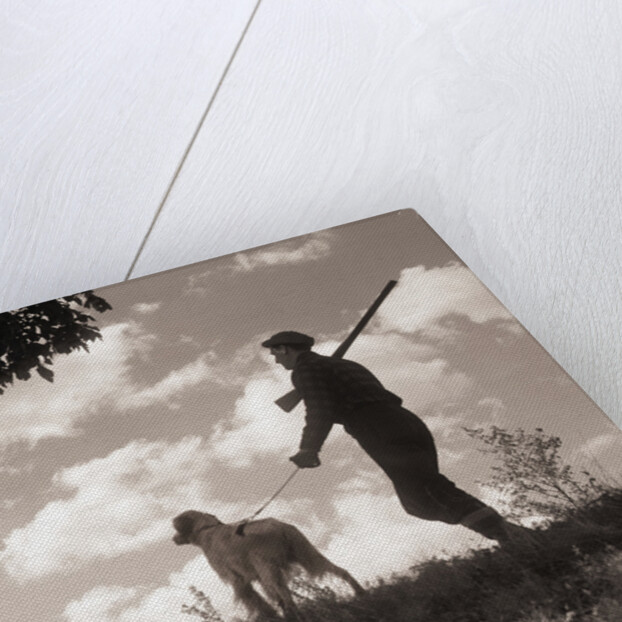 Hunter Walking with Bird Dog by Anonymous