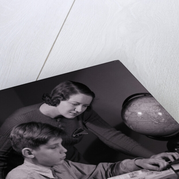 Mother Helping Son with Homework by Anonymous