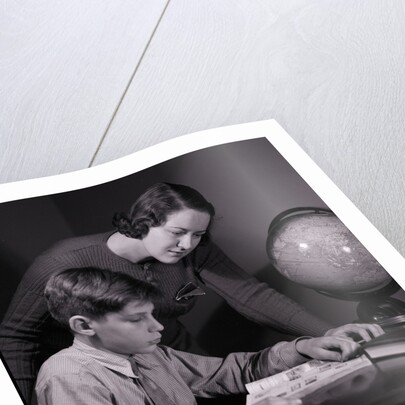 Mother Helping Son with Homework by Anonymous