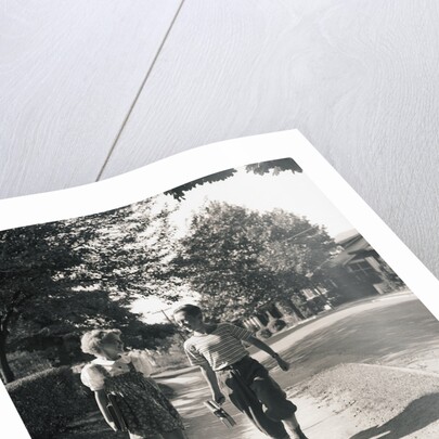 Boy and Girl Walking to School by Anonymous