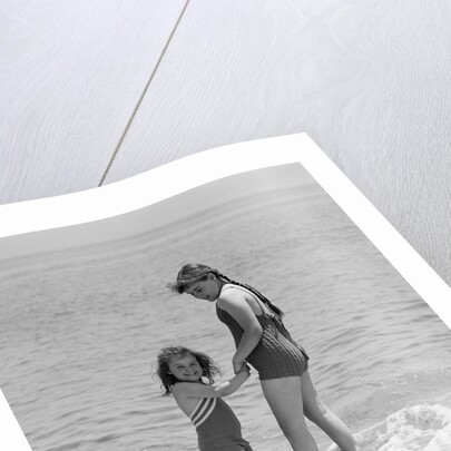 Two Sisters Playing In The Water by Anonymous