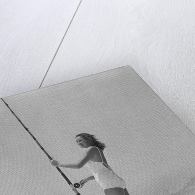 Woman Fishing on Surf by Anonymous