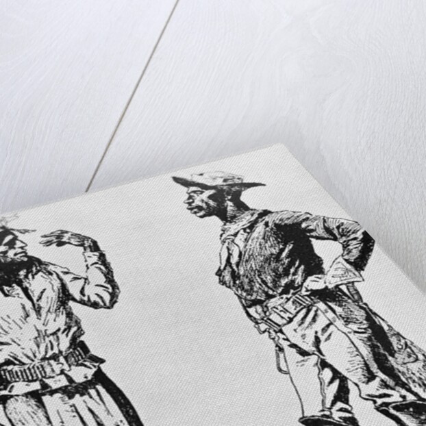 Illustration of Native American Communicating in Sign Language to Black Cavalryman by Frederic Remington