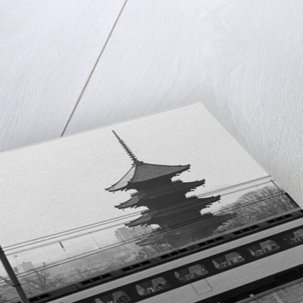 Bullet Train Running Past Pagodas by Anonymous