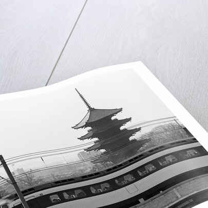Bullet Train Running Past Pagodas by Anonymous