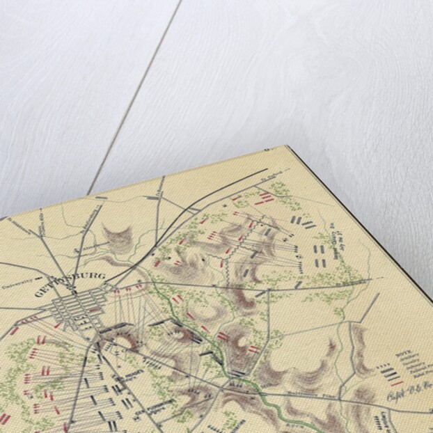 Map Of Gettysburg with Troop Positions by Anonymous