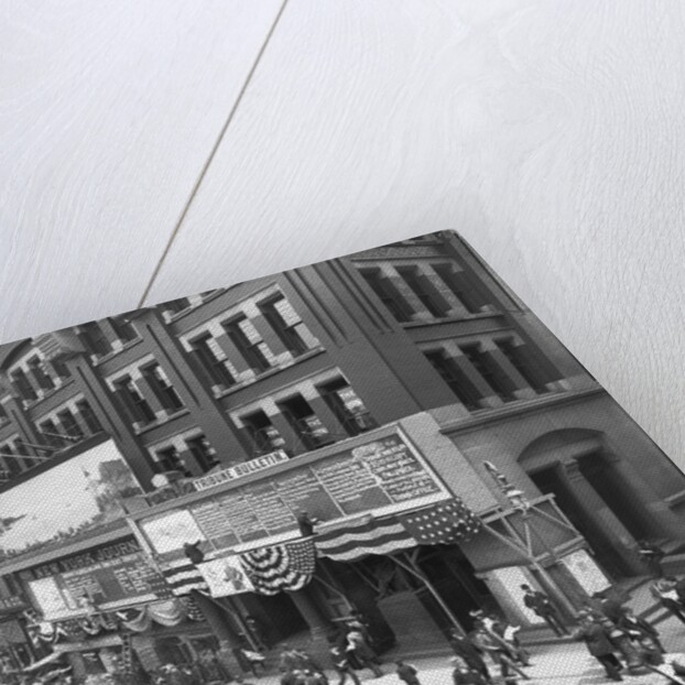 Crowd Reads News Boards at Tribune Building by Anonymous