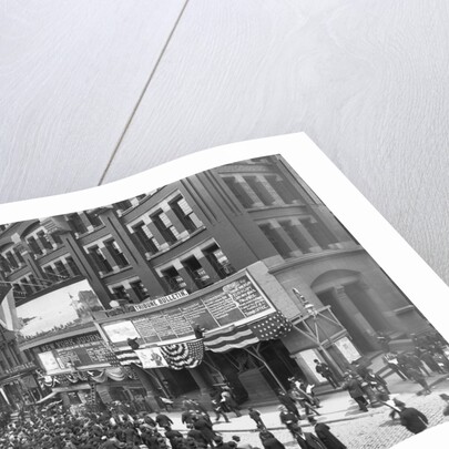 Crowd Reads News Boards at Tribune Building by Anonymous