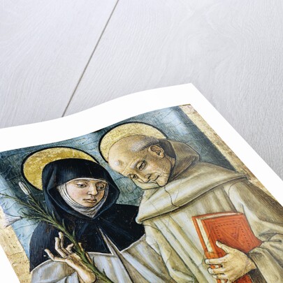 Detail of Saint Bernardino and Saint Catherine of Siena by Carlo Crivelli