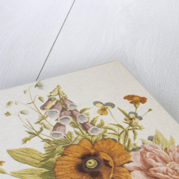 Illustration Depicting a Bouquet of Poppies, Carnations and Foxglove by Anonymous