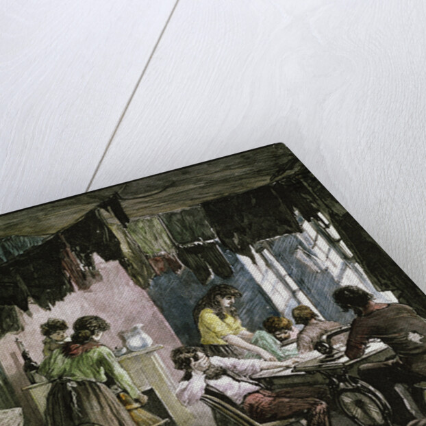 19th-Century Engraving of a New York Sweatshop by Anonymous