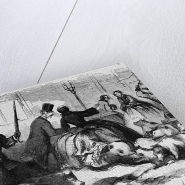 Print Depicting "Pork Lively" - A Sketch from Nature at the Corner of Broadway and Fourth Street by Anonymous