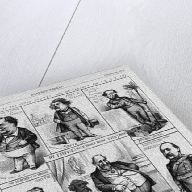The President of the United States and His Cabinet, for 1872 Political Cartoon by Anonymous