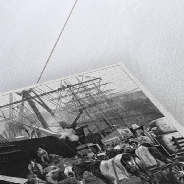 Scene on a New York dock - stevedores unloading a ship by I. P. Pranishnikoff