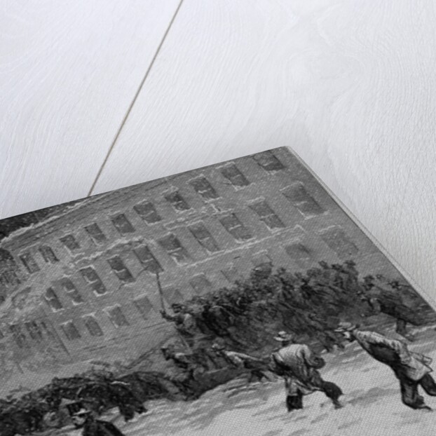 The great snow-storm - operating a snow-plow on a city railroad by Anonymous
