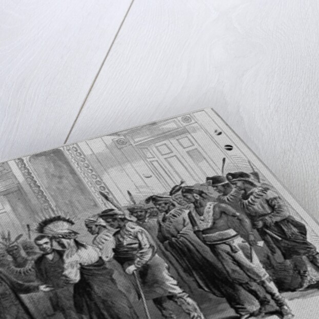 Indian delegations at Washington - presentation to the president. From a photograph by A. Gardner