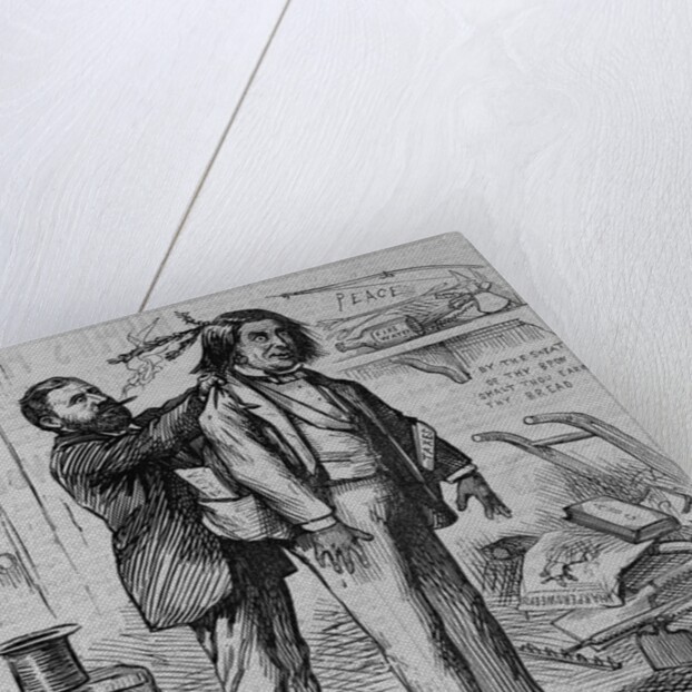 Robinson Crusoe making a man of his friday. Indian chief by Anonymous