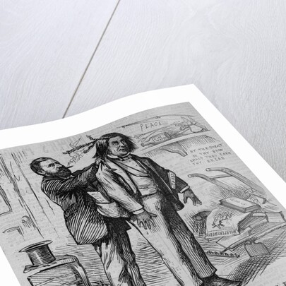 Robinson Crusoe making a man of his friday. Indian chief by Anonymous