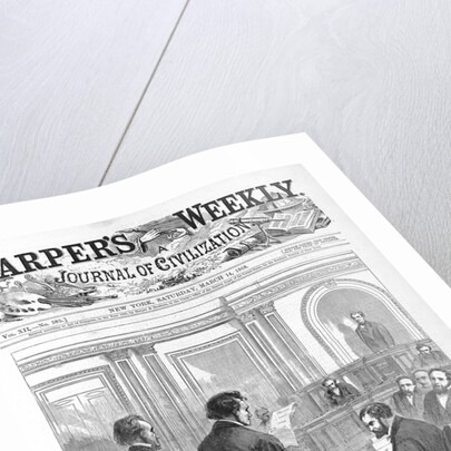 Impeachment - Thaddeus Stevens and John A. Bingham before the Senate by Theodore R. Davis