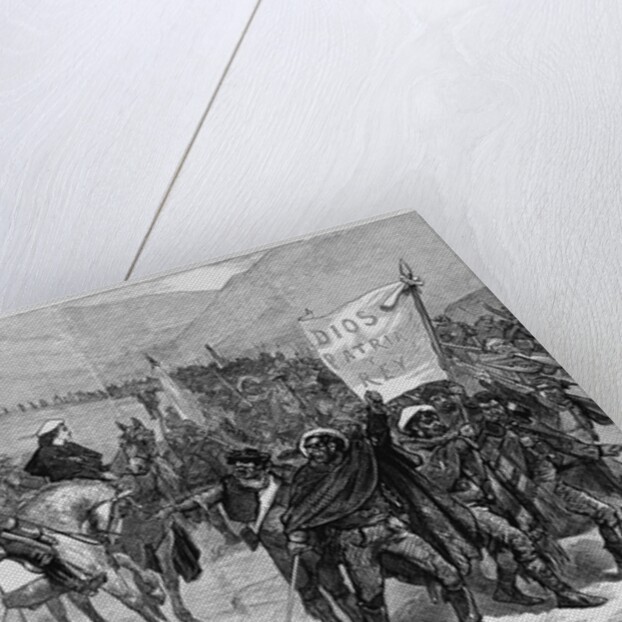 Page with text and diagram. Santa Cruz or Castelar - review of carlist volunteers by Anonymous