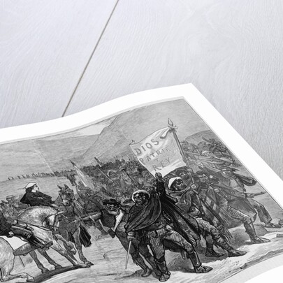 Page with text and diagram. Santa Cruz or Castelar - review of carlist volunteers by Anonymous