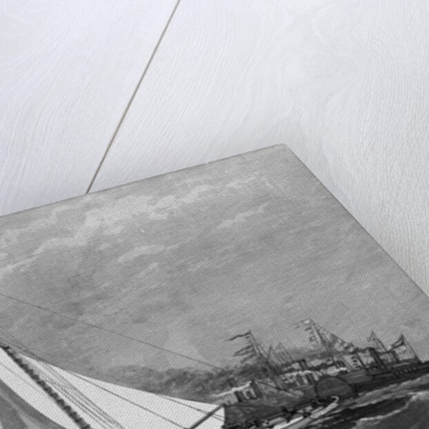The first day's race for the "America's" Cup - The "Volunteer" running in from Sandy Hook by J.O. Davidson