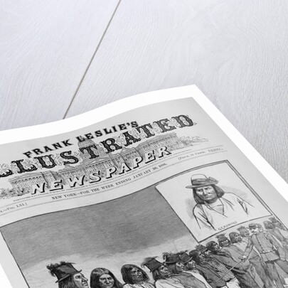 The pursuit of the hostile Apache Chief Geranimo - mustering in White Mountain Apache scouts at a Southern Pacific Railway Station on the plains. Fro by Anonymous