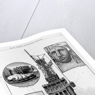 New York - progress of the work on Bartholdi's Statue of "Liberty," Bedloe's Island. From a sketch by a staff artist by Anonymous